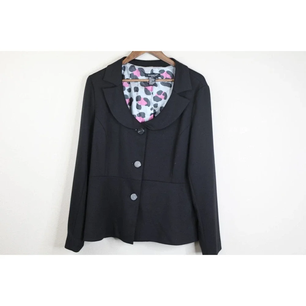 Sandro Vintage‎ 3 Button Blazer XL Black Y2K Clueless